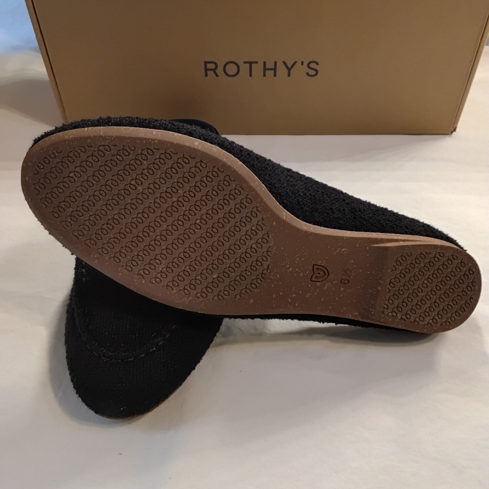 Rothy's Black Slip-On Loafers with Silver Accent "Black Boucle" - Picture 3 of 5